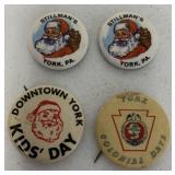 York, PA Santa and Colonial Days pins