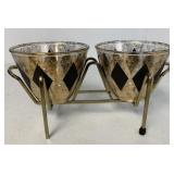 MCM Diamonds and Gold double bowl holder