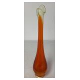 small orange art glass vase