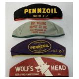 4 Service Station Caps-Pennzoil/Wolf