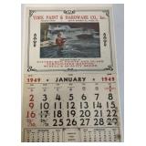 York Paint & Hardware York PA 1949 Calendar