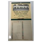 Ruby & Snyder York PA 1949 Calendar