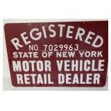 State of NY Motor Vehicle Retail Dealer sign