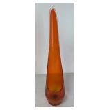 Mid Century Modern orange glass candle holder