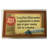 Framed Red & White Brand Paper Advertisement