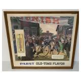 framed cardboard Pabst sign w/thermometer
