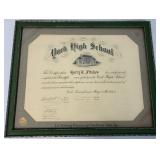 Framed 1925 York High School Diploma
