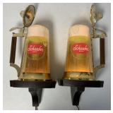 (2) Schaefer Lighted Beer Mug Sconces