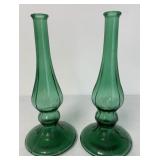 pair of blue/green glass vases