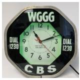 WGGG 1230 CBS Green Neon Clock