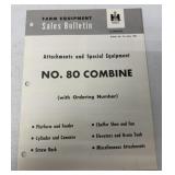 IH No. 80 Combine Farm Equip Sales Bulletin