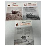 (3) IH McCormcik 303.403 Combine Brochures