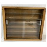 sliding door showcase with mirrored shelves
