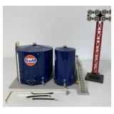 (2) Gulf Oil Tank Set & Railyard Light Tower