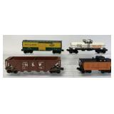 (4) 'O' Lionel Boxcar/Tanker/Caboose/Hopper