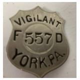 Vigilant Fire Dept. 557 York PA Pin
