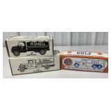 2 Shell and 1 Gulf bank trucks in boxes