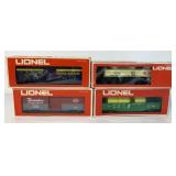 4 'O' Lionel Tanker/Boxcar/Gondola Cars