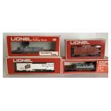 4 'O' Lionel Boxcar/Caboose/Searchlight Car