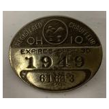 Chauffeur License Tag Ohio 1949