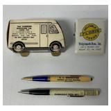 feed and fertilizer advertising pens, clip and box