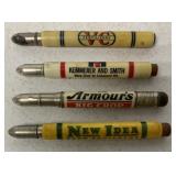 4 Adv. Bullet Pencils-New Idea/Armour's/IH/VC