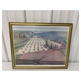 Framed Fall Plowing Grant Wood Print