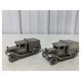 (2) John Deere Pewter Trucks