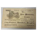 Huber Manufacturing Company Trade Card