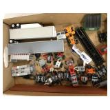 box lot of axles, chassis, trailers, etc. for 1/64