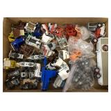 box lot of cabs, axles, trailers, etc. for 1/64