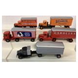 (5) 1/64 custom built tractor trailers + box truck