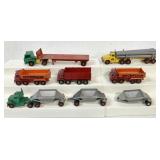 lot of Matchbox tractor trailers some customized