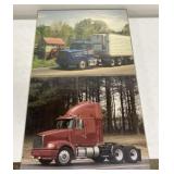 2 framed White GMC truck prints
