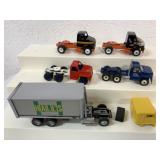 (5) 1/64 customized semi trucks, no trailers +Hall