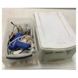 sterlite drawer with glue guns, drill master, etc.