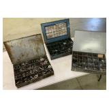 3 metal boxes of hardware