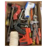 pipe cutters, levels, pry bar, hand tools
