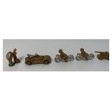 5 metal soldiers/vehicles: Manoil &Barclay