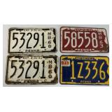 4 PA motorboat and motorcycle license plates