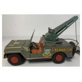 Bandai tin friction Heavy Duty Jeep Excavator