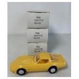 (3) 1980 Chevrolet Yellow Corvettes in boxes