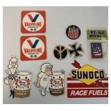 6 racing stickers and 4 patches