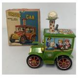 KO key wind Circus Car Merry Ball Blower w/box