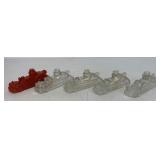 5 glass fire truck candy containers