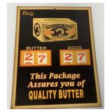 reproduction butter and eggs pricing sign