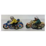 2 wind-up tin motorcycles
