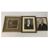 3 framed photos; Herbert Hoover, Alvin Alderfer +