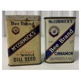 2 McCormick Bee Brand tins
