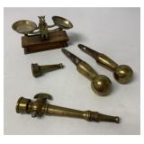 brass horse hames knobs, nozzles and tin scale